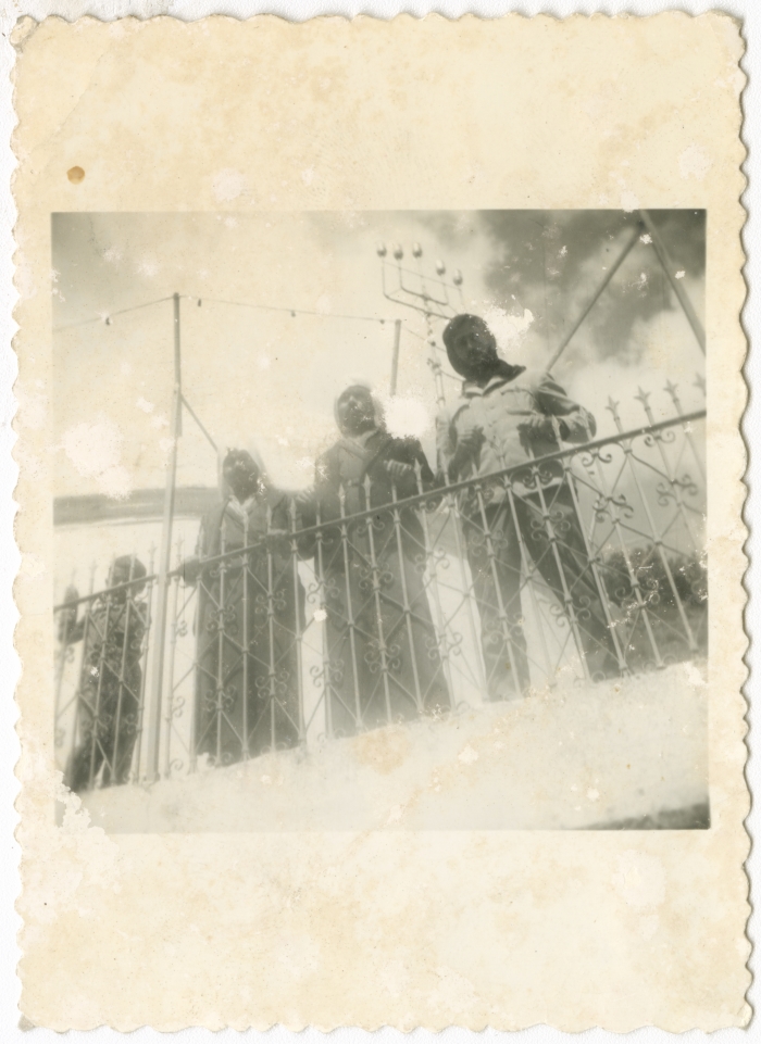 Qasim al-Ghadban with others on a visit to Haifa
