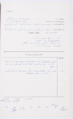 Minutes of the Meeting of the Administrative Body of the Arab Women Union Society, Nablus, 1983
