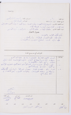 Minutes of the Meeting of the Administrative Body of the Arab Women Union Society, Nablus, 1982