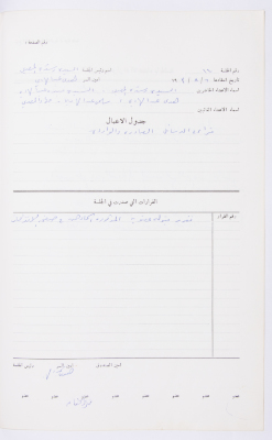 Minutes of the Meeting of the Administrative Body of the Arab Women Union Society, Nablus, 1983