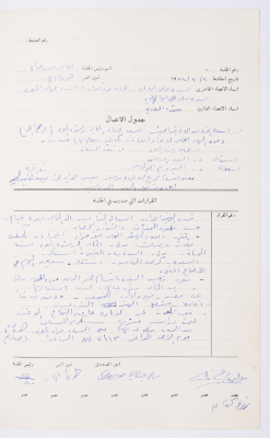 Minutes of the Meeting of the Administrative Body of the Arab Women Union Society, Nablus, 1984