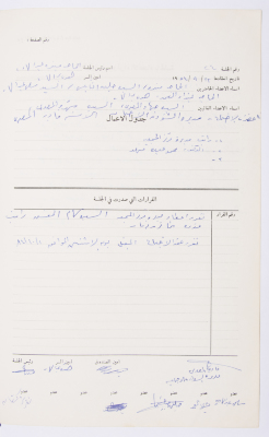 Minutes of the Meeting of the Administrative Body of the Arab Women Union Society, Nablus, 1984