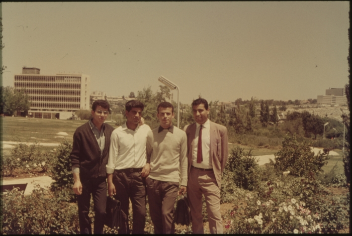 A Photo of Faruq Dhyab, Ibrahim Hijazy, Khalil Sammar, and Muhammad Musa at HUJI, 1967