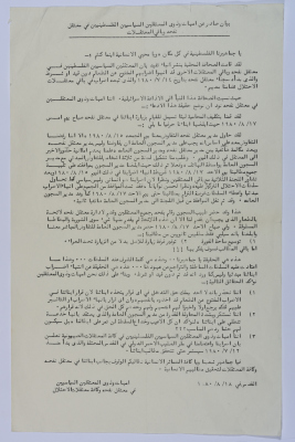 A Statement by the Families and Mothers of Palestinian Detainees, 18 August 1980