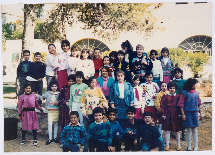 Students from Friends School in Ramallah in the school yard