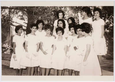 Girl Students from the Ramallah Friends School during a Graduation Ceremony, 1962