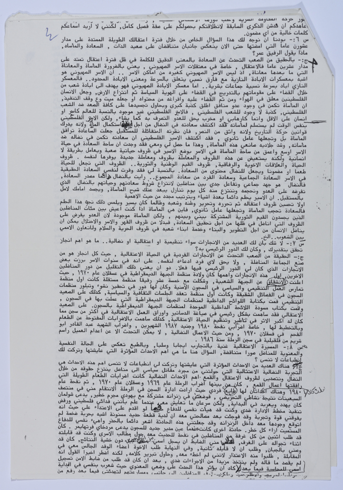 An interview from Prison with Omar al-Qasim, 1988