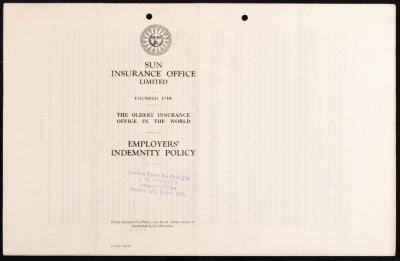 An insurance policy issued by Sun Insurance Company to the insured John Ezra