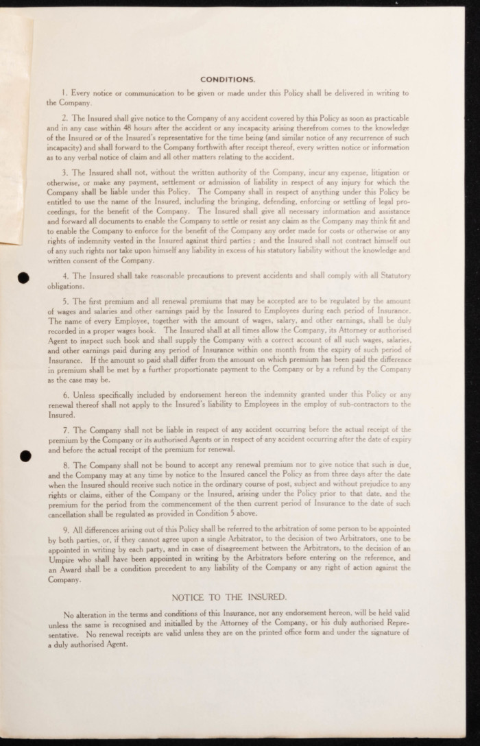 بوليصة تأمين صدرت عن مكتب صن للتأمين للمؤمن جون إزرا