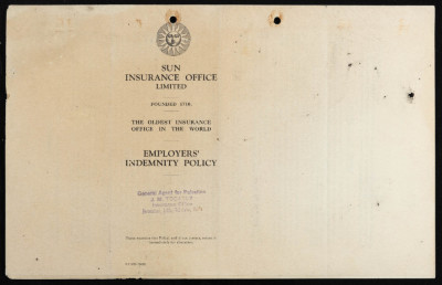 بوليصة تأمين صدرت عن مكتب صن للتأمين للمؤمن محمد الغول