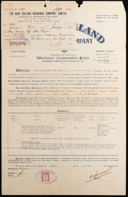 بوليصة تأمين صدرت عن شركة نيوزيلاند للتأمين المحدودة للمؤمن حسين أبو ثريا