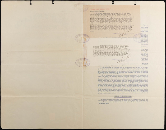 بوليصة تأمين صدرت عن شركة نيوزيلاند للتأمين المحدودة للمؤمن شركة يافا للاستثمار