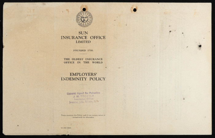 بوليصة تأمين صدرت عن مكتب صن للتأمين للمؤمن محمد الغول