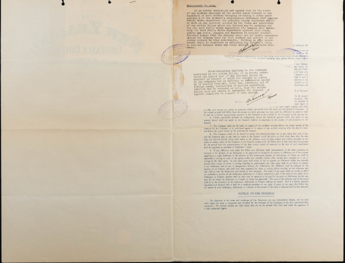 بوليصة تأمين صدرت عن شركة نيوزيلاند للتأمين المحدودة للمؤمن عبد المجيد حوراني