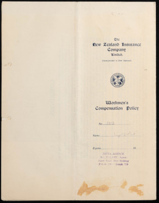 بوليصة تأمين صدرت عن شركة نيوزيلاند للتأمين المحدودة للمؤمن حسن مهنا