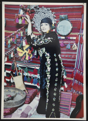 A young woman wearing the traditional Palestinian costume