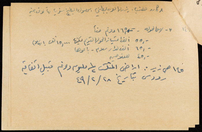قصاصة ورقية بعنوان:الاراضي والبيع