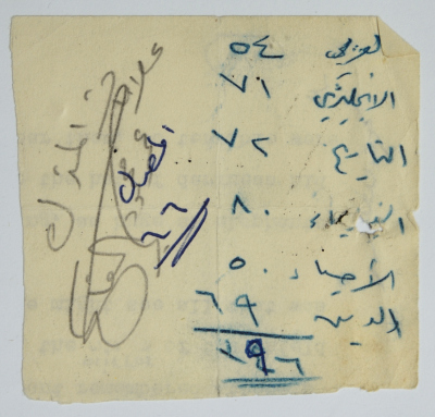 School Marks of Omar al-Qasim, Jerusalem, in the 1950s