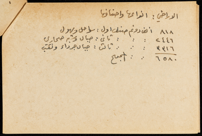 قصاصة ورقية بعنوان:الاراضي والبيع