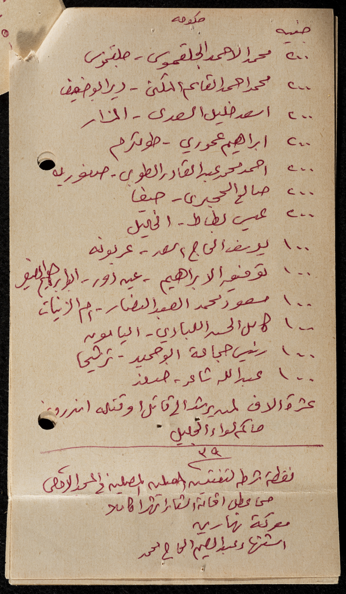 قصاصة ورقية تحوي معلومات حول ثورة 36