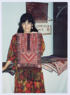 Qalandiya Camp Women Handicraft Cooperative Society participating in a local exhibition of Palestinian embroidery and heritage