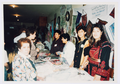 Qalandiya Camp Women Handicraft Cooperative Society participating in a local exhibition of Palestinian embroidery and heritage