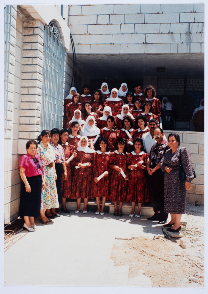 The graduation ceremony of the Tailors Course students in Qalandiya Camp Women Handicraft Cooperative Society