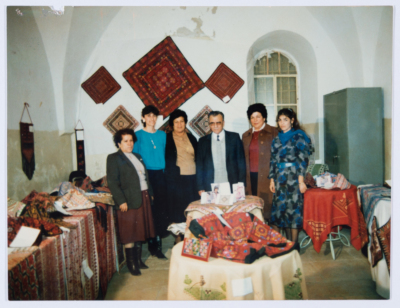 Qalandiya Camp Women Handicraft Cooperative Society participating in a local exhibition of Palestinian embroidery and heritage