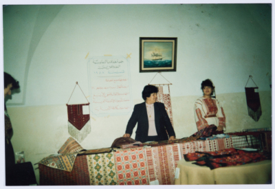 Qalandiya Camp Women Handicraft Cooperative Society participating in a local exhibition of Palestinian embroidery and heritage