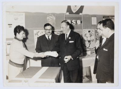 Members of the Board of Directors of Qalandiya Camp Women Handicraft Cooperative Society participating in an event