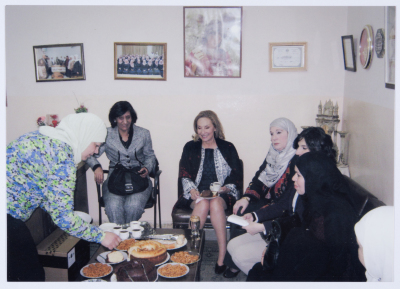 Wife of the President of Chile on a visit to the Qalandiya Camp Women Handicraft Cooperative Society HQ in 2011