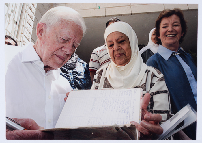 Members of the Y's Men International on a visit to the Qalandiya Camp Women Handicraft Cooperative Society HQ in 2009
