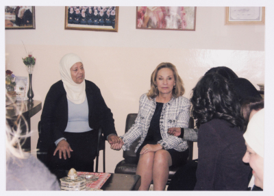 Wife of the President of Chile on a visit to the Qalandiya Camp Women Handicraft Cooperative Society HQ in 2011