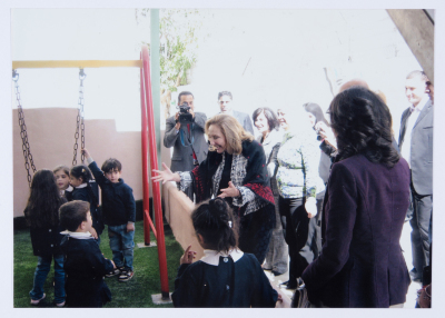 Wife of the President of Chile on a visit to the Qalandiya Camp Women Handicraft Cooperative Society HQ in 2011
