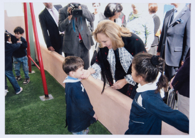 Wife of the President of Chile on a visit to the Qalandiya Camp Women Handicraft Cooperative Society HQ in 2011