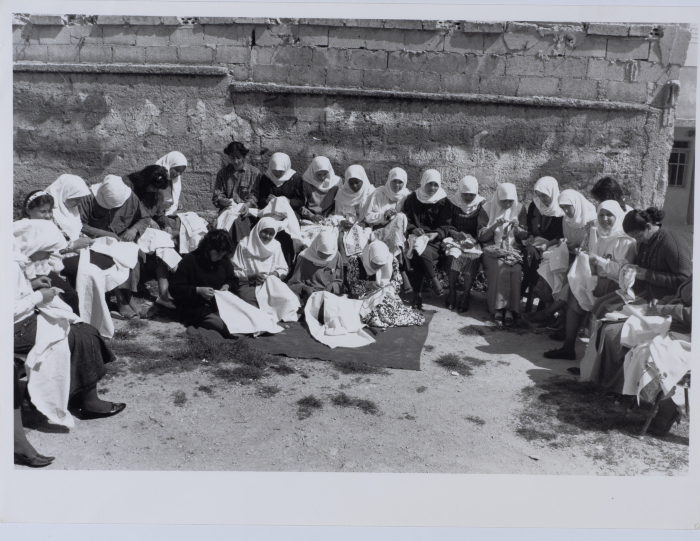 Female members of the Qalandiya Camp Women Handicraft Cooperative Society participating in one of the Society's projects