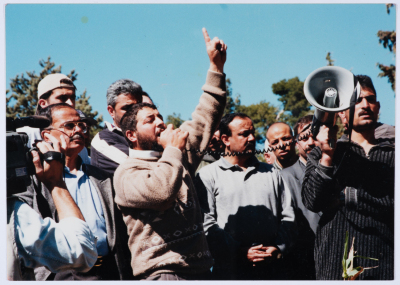 Marwan al-Barghuthy in a protest during the second Intifada