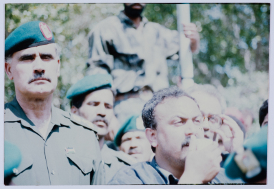 Marwan al-Barghuthy with Ismail Jabr during an activity for the Palestinian National Security Forces