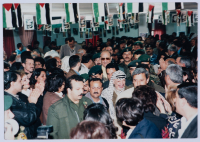 Marwan al-Barghuthy accompanying Yaser ʿarafat; former Palestinian President