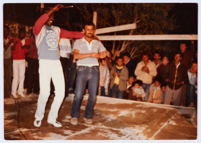 Marwan al-Barghuthy with one of the members of Tulkarm Dabkah Team