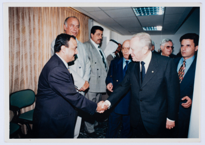Marwan al-Barghuthy welcoming a European delegation at the Legislative Council Building