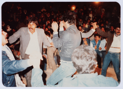 Friends of Marwan al-Barghuthy dancing on his wedding ceremony