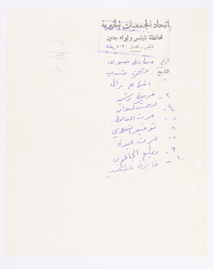 A letter from the Union of Charitable Societies.
