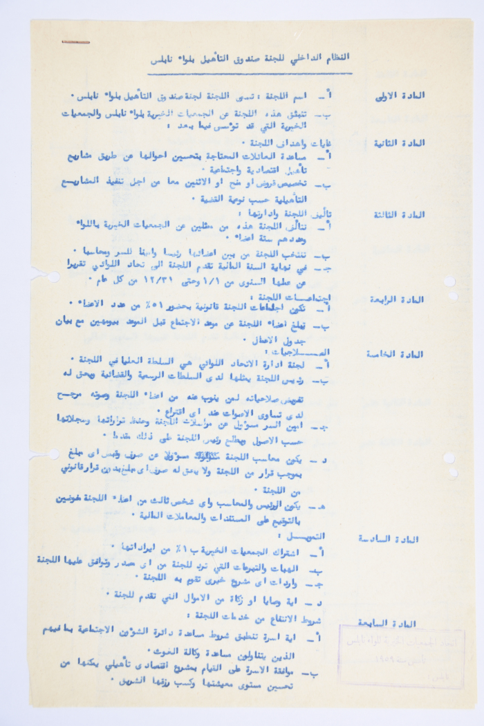 The Rehabilitation Fund Rules of Procedure - Nablus District