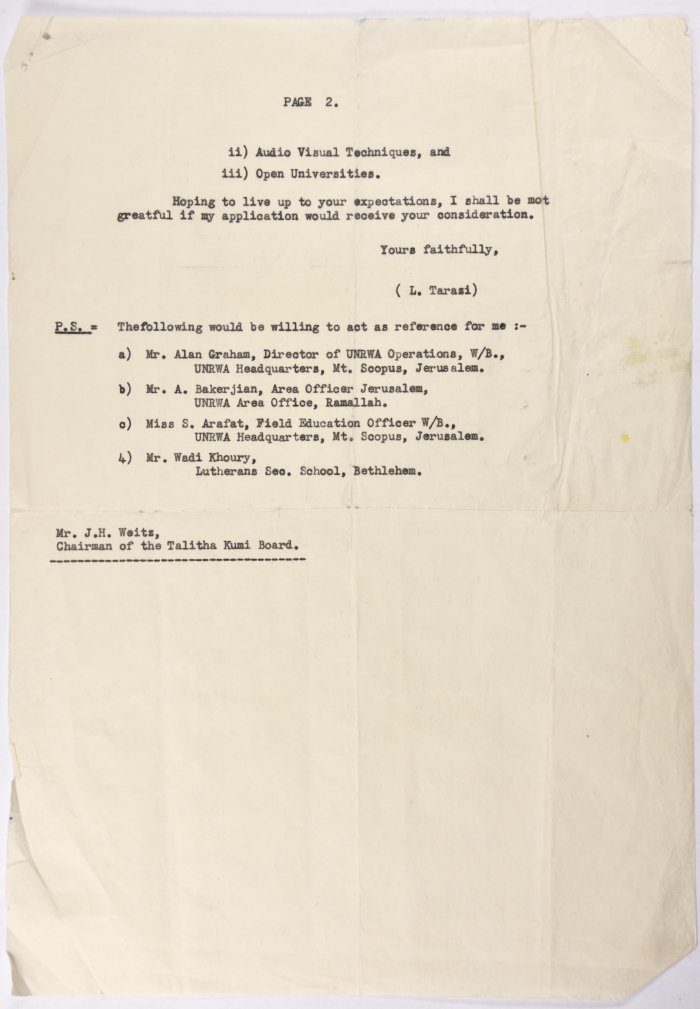 نسخة عن تقديم ليلى ترزي لوظيفة في المجلس الثقافي البريطاني، 1975