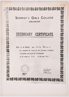 High School Certificate of Laila Terzi