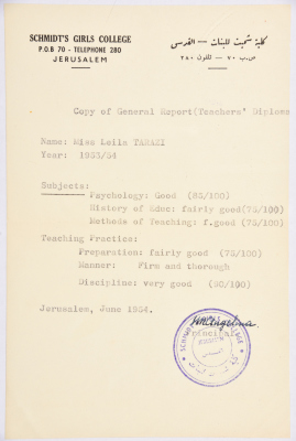 A copy of the Education Diploma of Laila Terzi