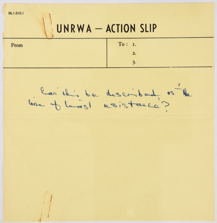 A notice issued by the United Nations Relief and Works Agency for Palestinian Refugees