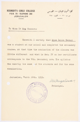 A letter of recommendation to Laila Terzi from Schmidt