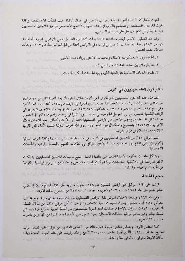 A Working Paper for Laila Naffa', the Workshop on Women and Forced Displacement, Amman, November 1994
